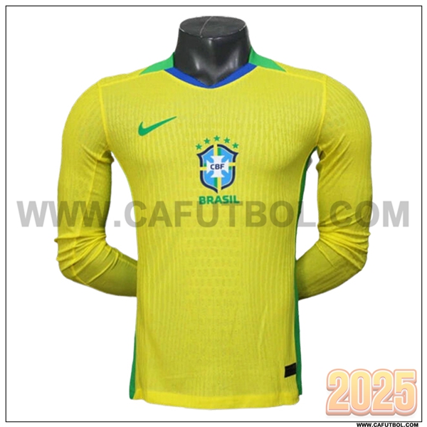 Primera Camiseta Equipo de Brasil Mangas largas AMARILLO 2025 2026