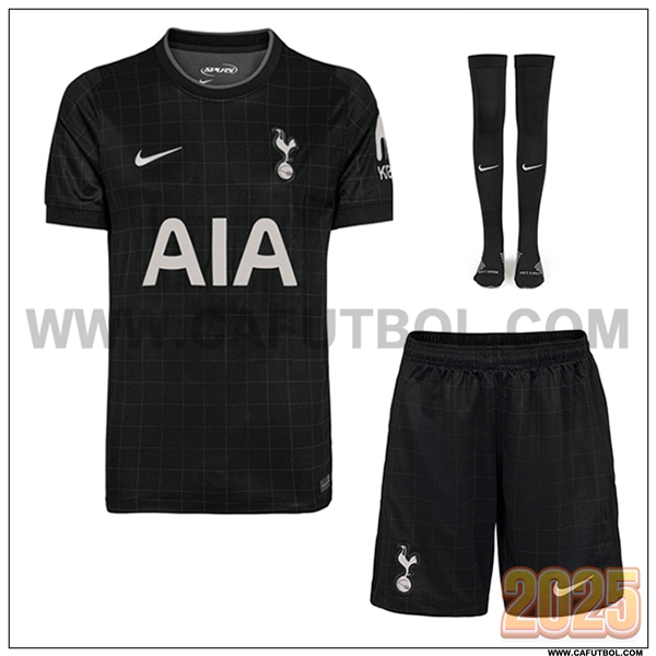 Segunda Camiseta Futbol Tottenham Hotspurs (Pantalones + Calcetines) Negro 2025 2026