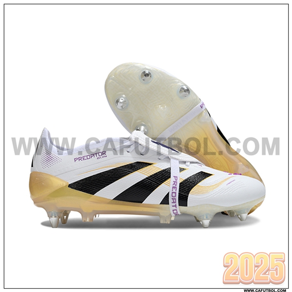 Adidas Botas De Fútbol 25 Predator Elite Tongue SG Blanco/Negro/Amarillo