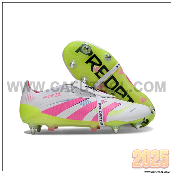Adidas Botas De Fútbol 25 Predator Elite Tongue SG Blanco/Verde/Rosa -02