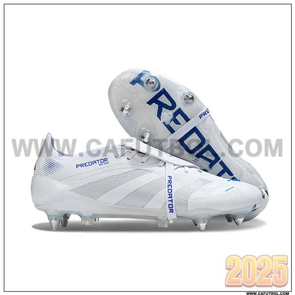 Adidas Botas De Fútbol 25 Predator Elite Tongue SG Blanco/Azul/Gris -02