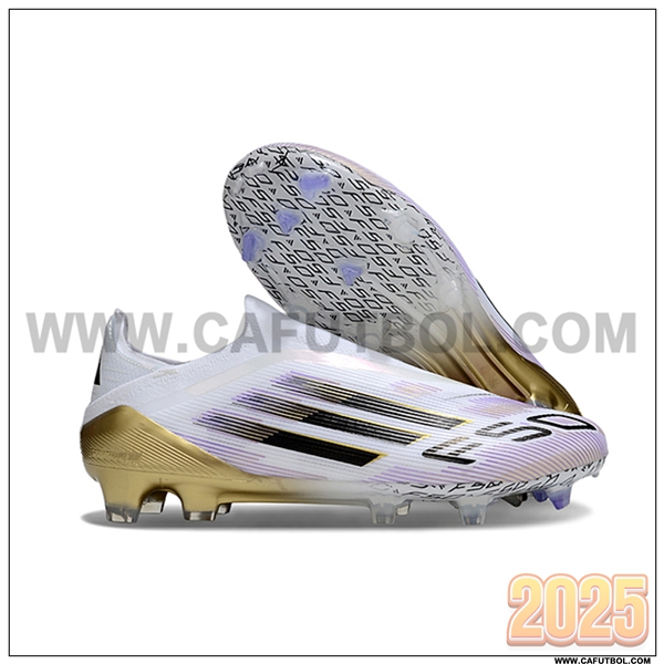 Adidas Botas De Fútbol F50 Elite Laceless FG Blanco/Negro/Violeta/Amarillo