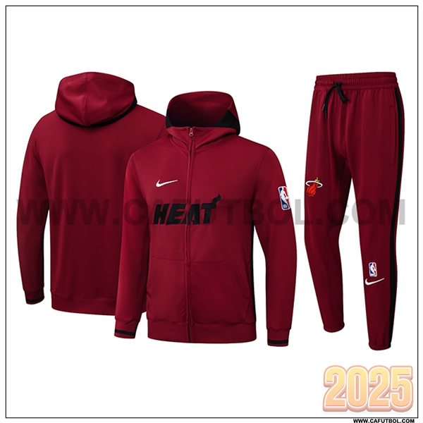 Chaqueta Con Capucha Chandal Rompevientos Chaqueta Miami Heat Rojo/Amarillo 2025 2026