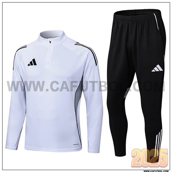 Chandal de Futbol Adidas Blanco/Negro/Gris 2025 2026