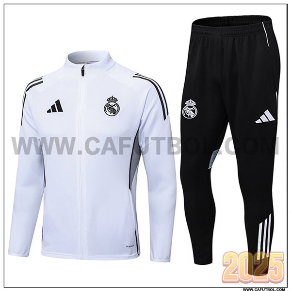 Chandal Chaquetas Futbol Real Madrid Blanco/Negro/Gris 2025 2026