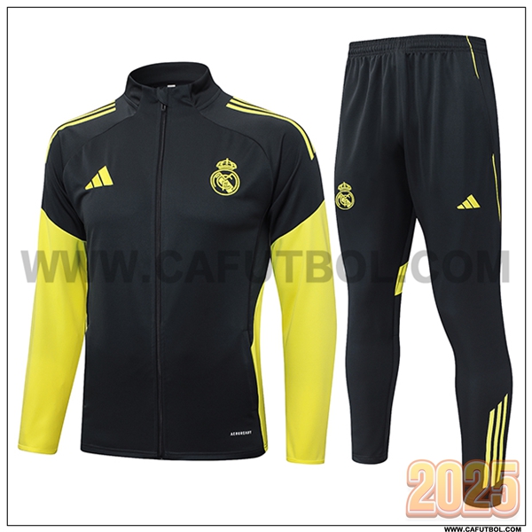 Chandal Chaquetas Futbol Real Madrid Gris/Amarillo 2025 2026