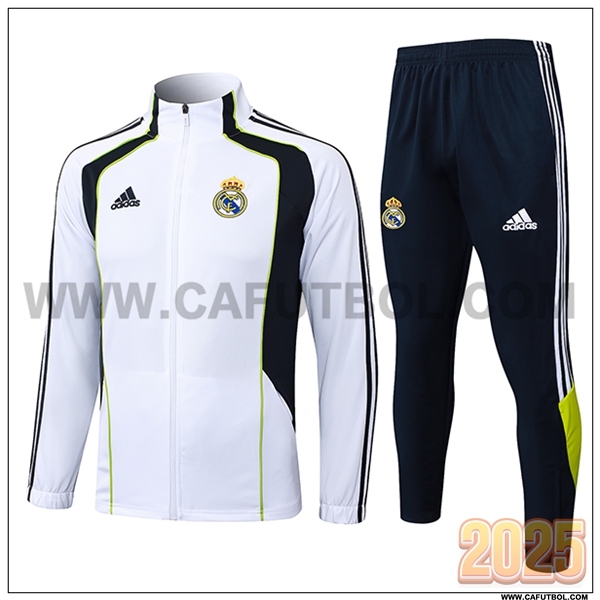Chandal Chaquetas Futbol Real Madrid Blanco/Negro/Verde 2025 2026