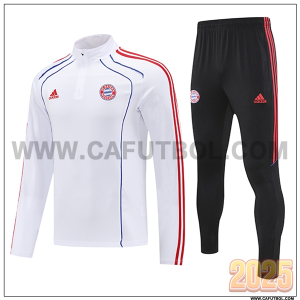 Chandal de Futbol Bayern Munich Blanco/Rojo/Azul 2025 2026