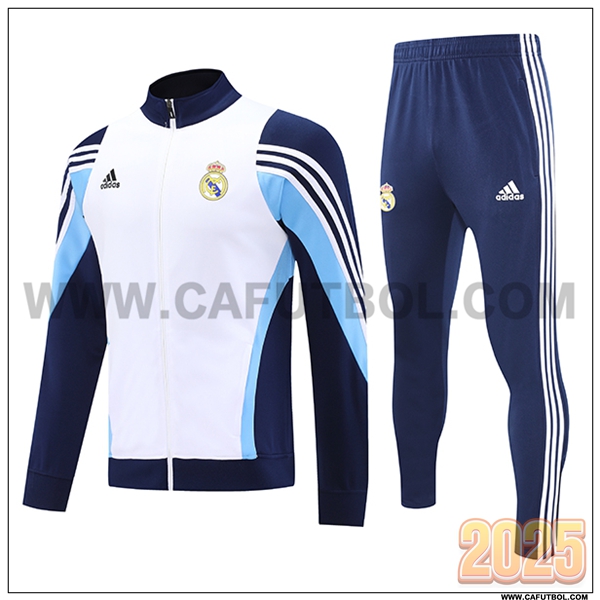 Chandal Chaquetas Futbol Real Madrid Blanco/Azul 2025 2026