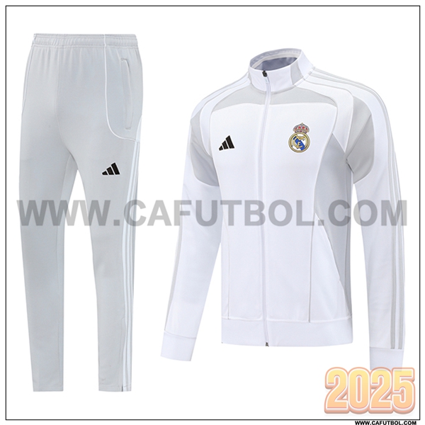 Chandal Chaquetas Futbol Real Madrid Blanco/Gris 2025 2026 -02