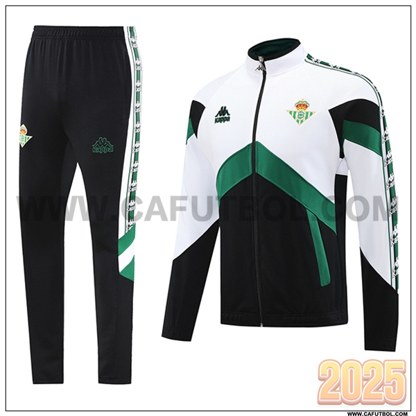 Chandal Chaquetas Futbol Real Betis Blanco/Negro/Verde 2025 2026