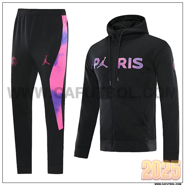 Chaqueta Con Capucha Chandal Rompevientos Chaqueta PSG Negro/Violeta 2025 2026