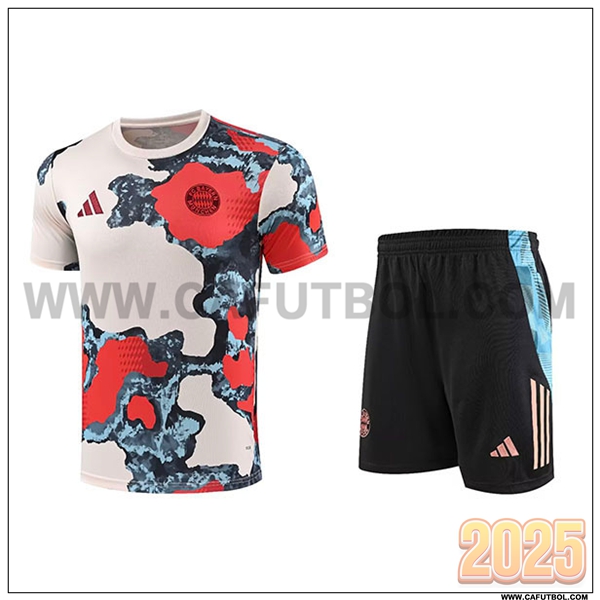 Camiseta Entrenamiento Bayern Munich Ninos Beige/Rojo/Azul 2025 2026