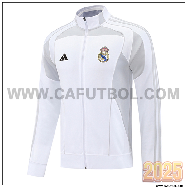 Chaquetas Futbol Real Madrid Blanco/Gris 2025 2026