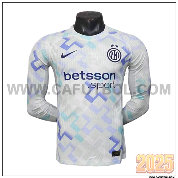Segunda Camiseta Futbol Inter Milan Mangas largas Blanco 2025 2026
