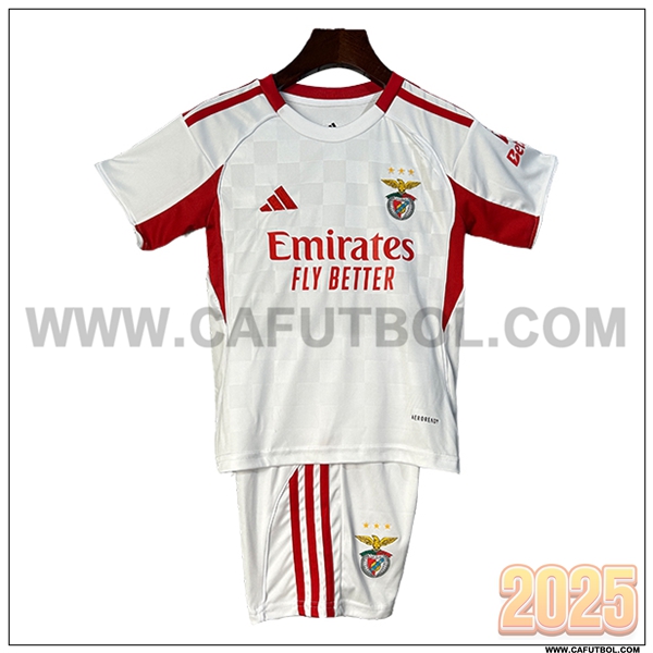 Nuevo Camiseta de Benfica Tercero Mujer Blanco/Rojo 2025 2026
