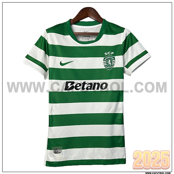 Nuevo Camiseta de Sporting Primera Ninos Verde/Blanco 2025 2026