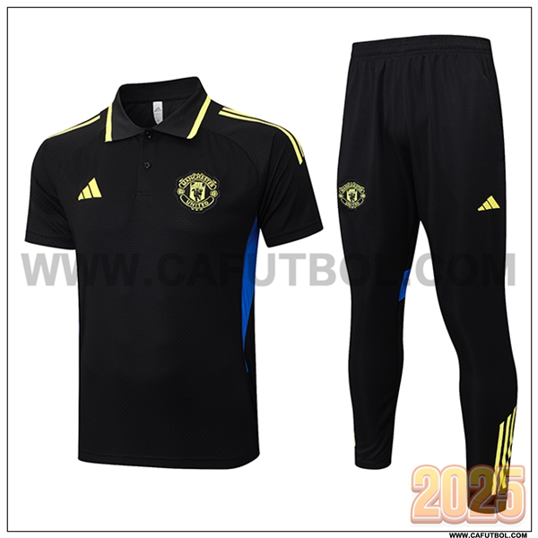 Camiseta Polo Manchester United Negro/Verde/Azul 2025 2026