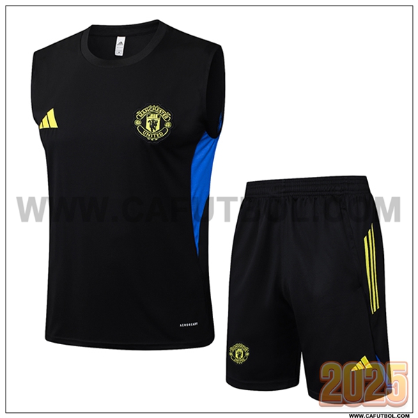 Camiseta Entrenamiento sin mangas Manchester United Negro/Azul 2025 2026 -02