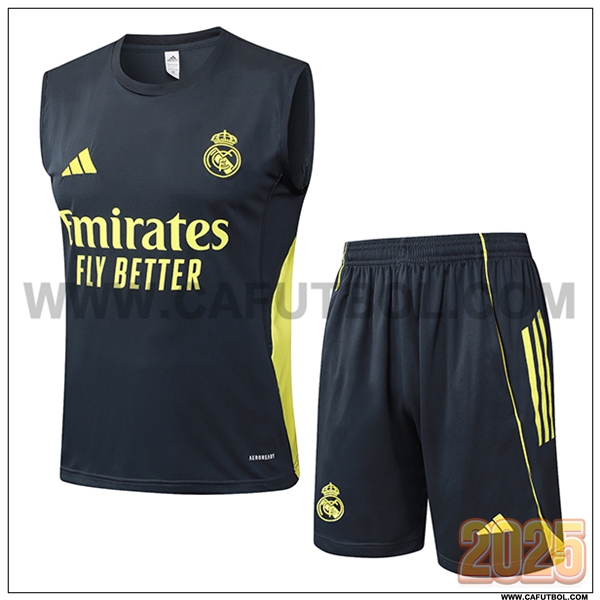 Camiseta Entrenamiento sin mangas Real Madrid Gris/Amarillo 2025 2026