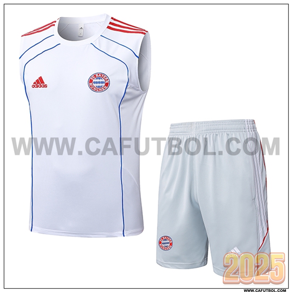 Camiseta Entrenamiento sin mangas Bayern Munich Blanco/Rojo/Azul 2025 2026
