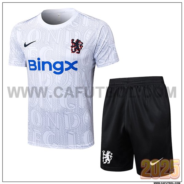 Camiseta Entrenamiento FC Chelsea Blanco/Gris 2025 2026 -02