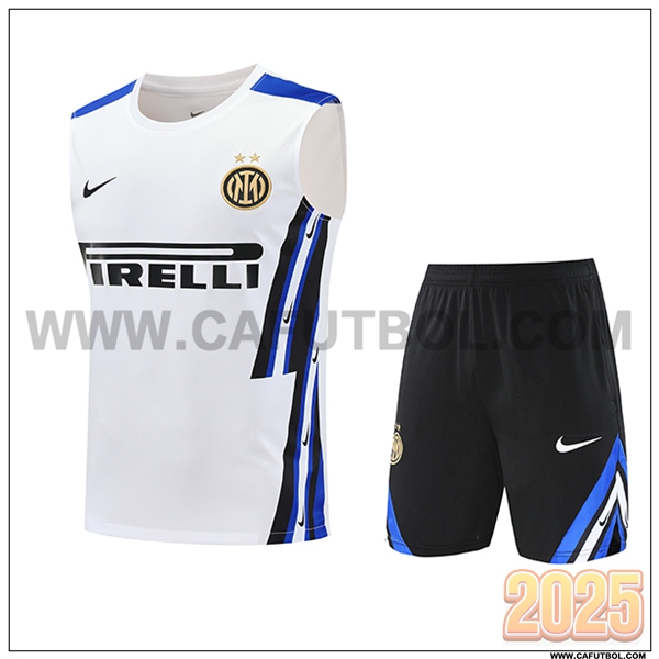 Camiseta Entrenamiento sin mangas Inter Milan Blanco/Negro/Azul 2025 2026