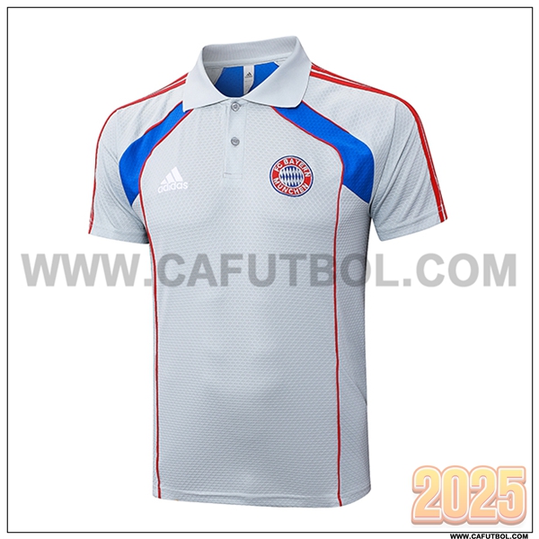 Camiseta Polo Bayern Munich Gris/Azul/Rojo 2025 2026