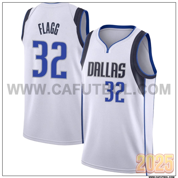 Camisetas NBA Dallas Mavericks (FLAGG #32) 2025/26 Blanco/Azul/Negro
