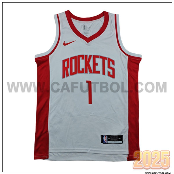 Camisetas NBA Houston Rockets (THOMPSON #1) 2025/26 Blanco/Rojo