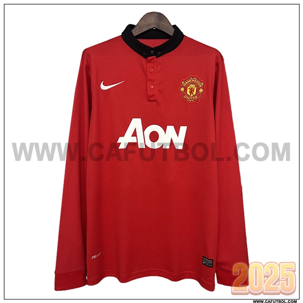 Primera Camiseta de Manchester United Mangas largas Retro Rojo 2013/2014