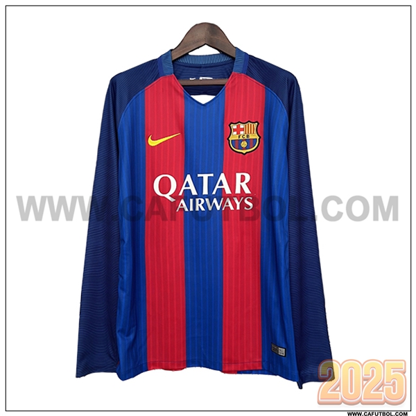Primera Camiseta de Bayern Munich Mangas largas Retro Rojo/Azul 2014/2015