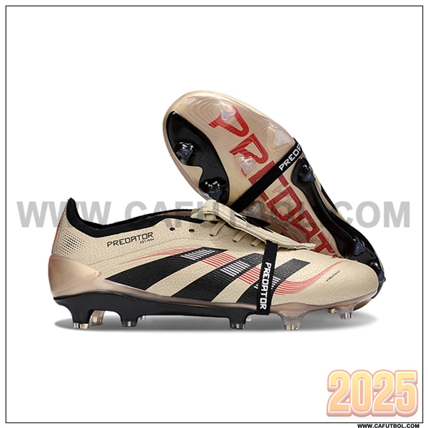 Adidas Botas De Fútbol 25 Predator Elite Tongue FG Beige/Negro/Rojo