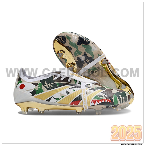 Adidas Botas De Fútbol 25 Predator Elite Tongue FG Blanco/Amarillo/Verde