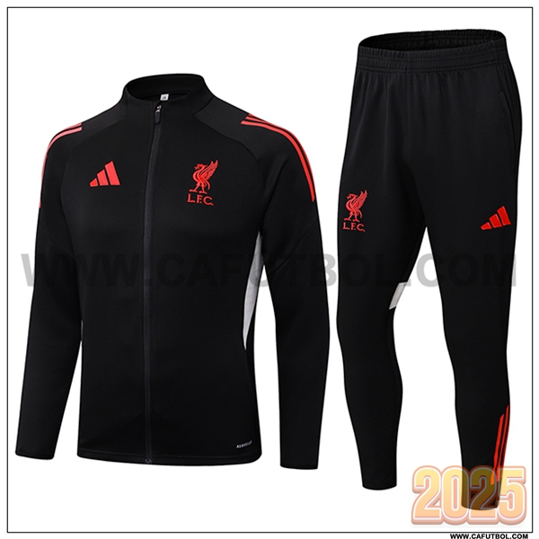 Chandal Chaquetas Futbol FC Liverpool Negro/Rojo/Blanco 2025 2026