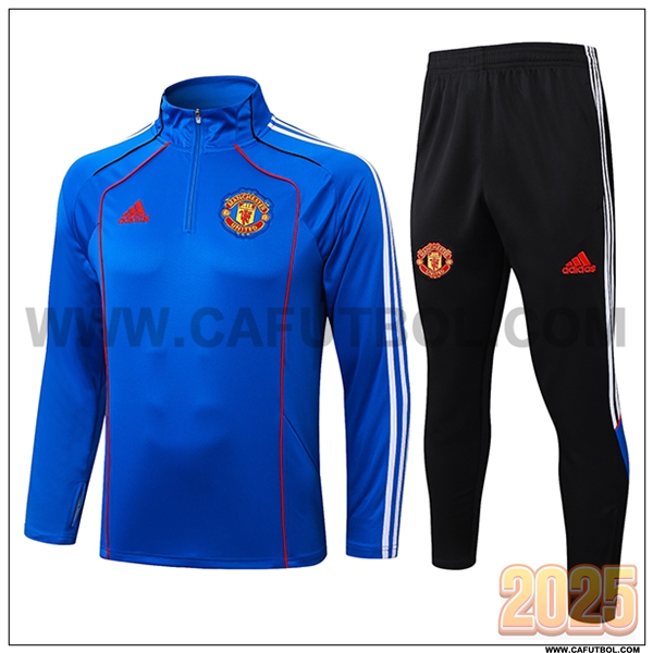 Chandal de Futbol Manchester United Azul/Blanco/Rojo 2025 2026