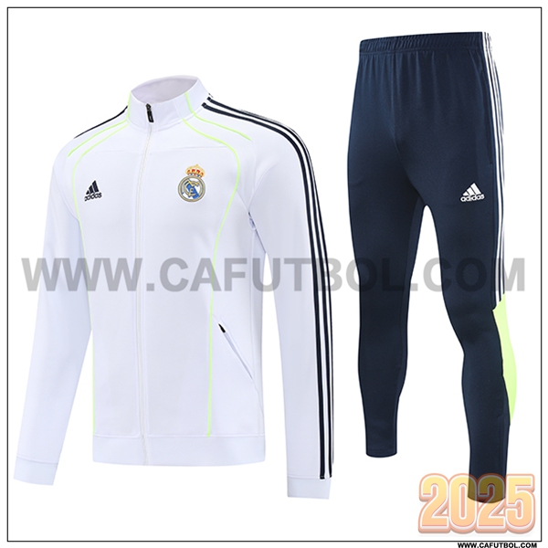 Chandal Chaquetas Futbol Real Madrid Blanco/Azul/Verde 2025 2026