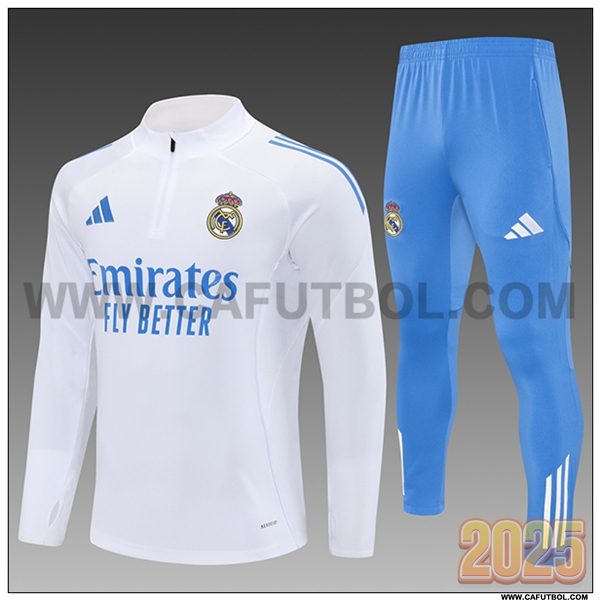 Chandal de Futbol Real Madrid Blanco/Azul 2025 2026