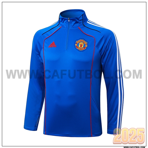 Sudadera Entrenamiento Manchester United Azul/Blanco/Rojo 2025 2026