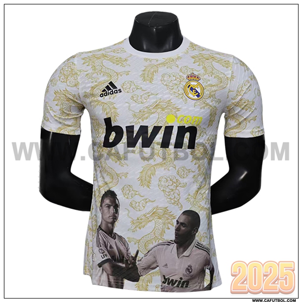 Camiseta Futbol Real Madrid Blanco/AMARILLO Special Edition 2025 2026