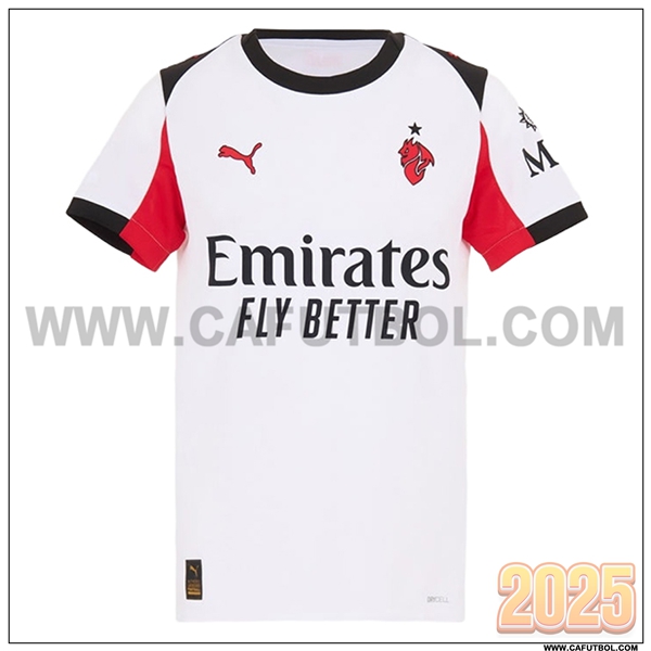 Nuevo Camiseta de AC Milan Segunda Ninos Blanco 2025 2026