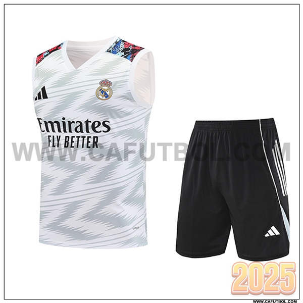Camiseta Entrenamiento sin mangas Real Madrid Blanco/Gris 2025 2026 -02