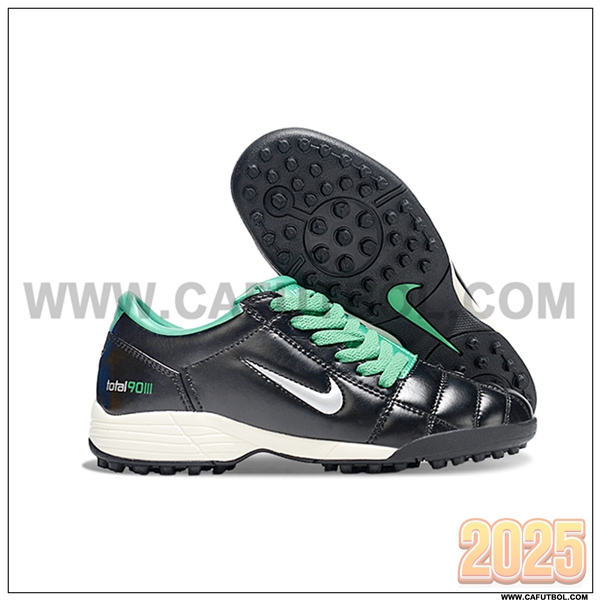 Nike Botas De Fútbol T90 TF Negro/Verde/Gris