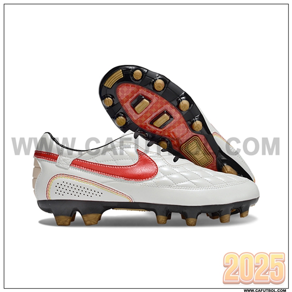 Nike Botas De Fútbol Tiempo Legend R10 Elite FG Blanco/Rojo