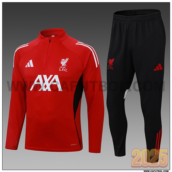 Chandal de Futbol FC Liverpool Ninos Rojo/Blanco/Negro 2025 2026