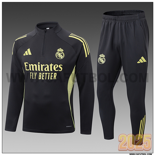 Chandal de Futbol Real Madrid Ninos Gris/Amarillo 2025 2026 -02