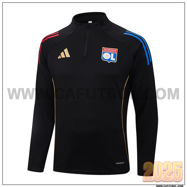 Sudadera Entrenamiento lyon Negro/Rojo/Azul 2025 2026