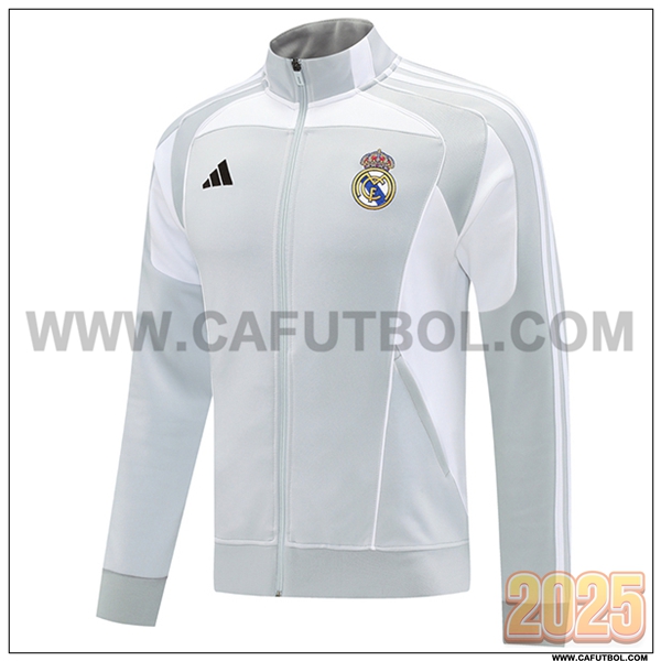 Chaquetas Futbol Real Madrid Gris/Blanco 2025 2026