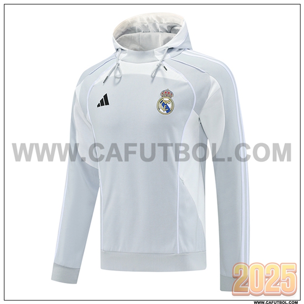 Chaqueta Con Capucha Real Madrid Gris/Blanco 2025 2026