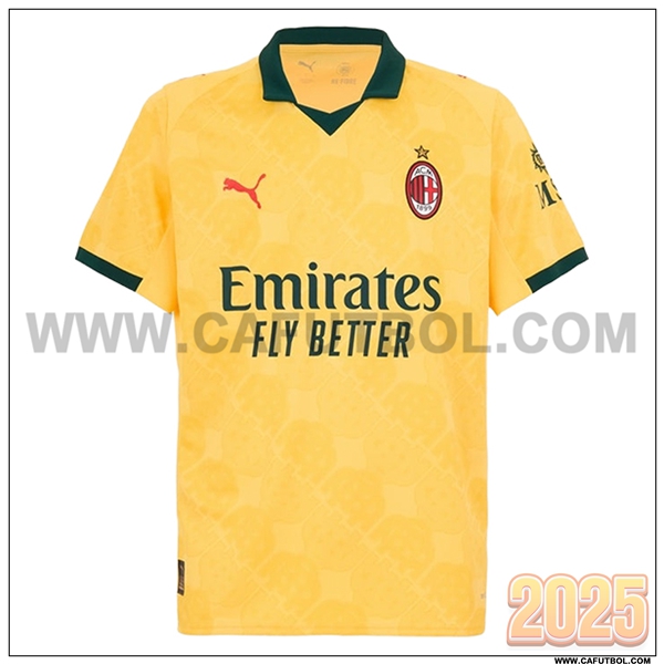 Nuevo Camiseta de AC Milan Tercero AMARILLO 2025 2026